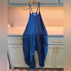 Free People Hotshot Geometric Blue Jumpsuit - size small